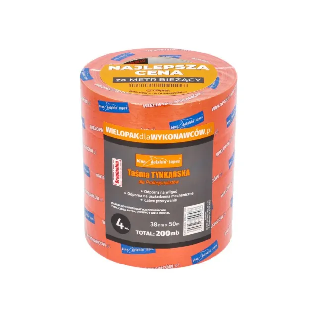 Blue Dolphin pudstape 38 mm x 50 m 4-pak orange