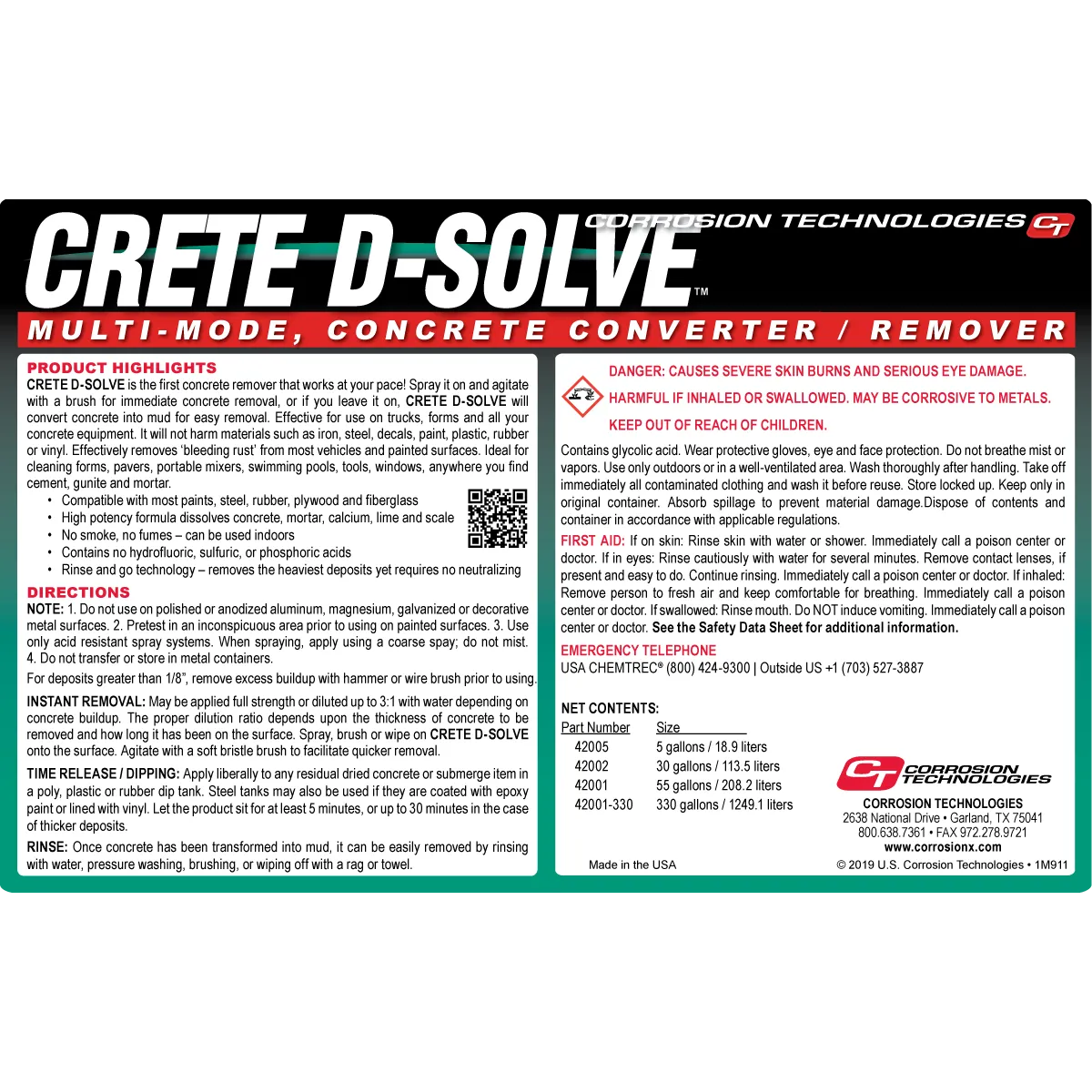 CorrosionX Crete D-Solve betonfjerner koncentrat 30 gallon syrefri