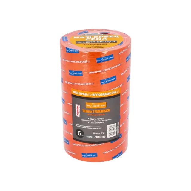Blue Dolphin pudstape 38mm x 50m 6-pak slidstærk