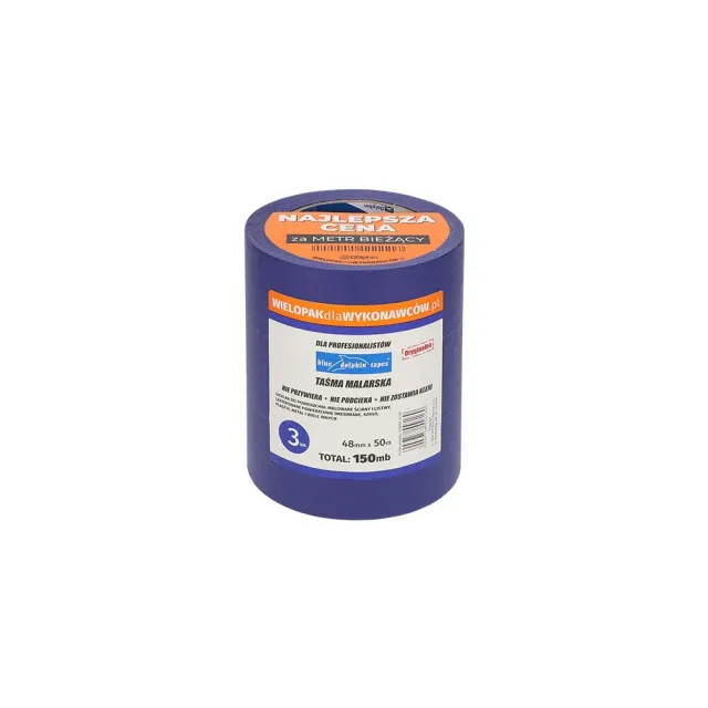 Blue Dolphin malertape 48mm x 50m 3-pak skarpe kanter