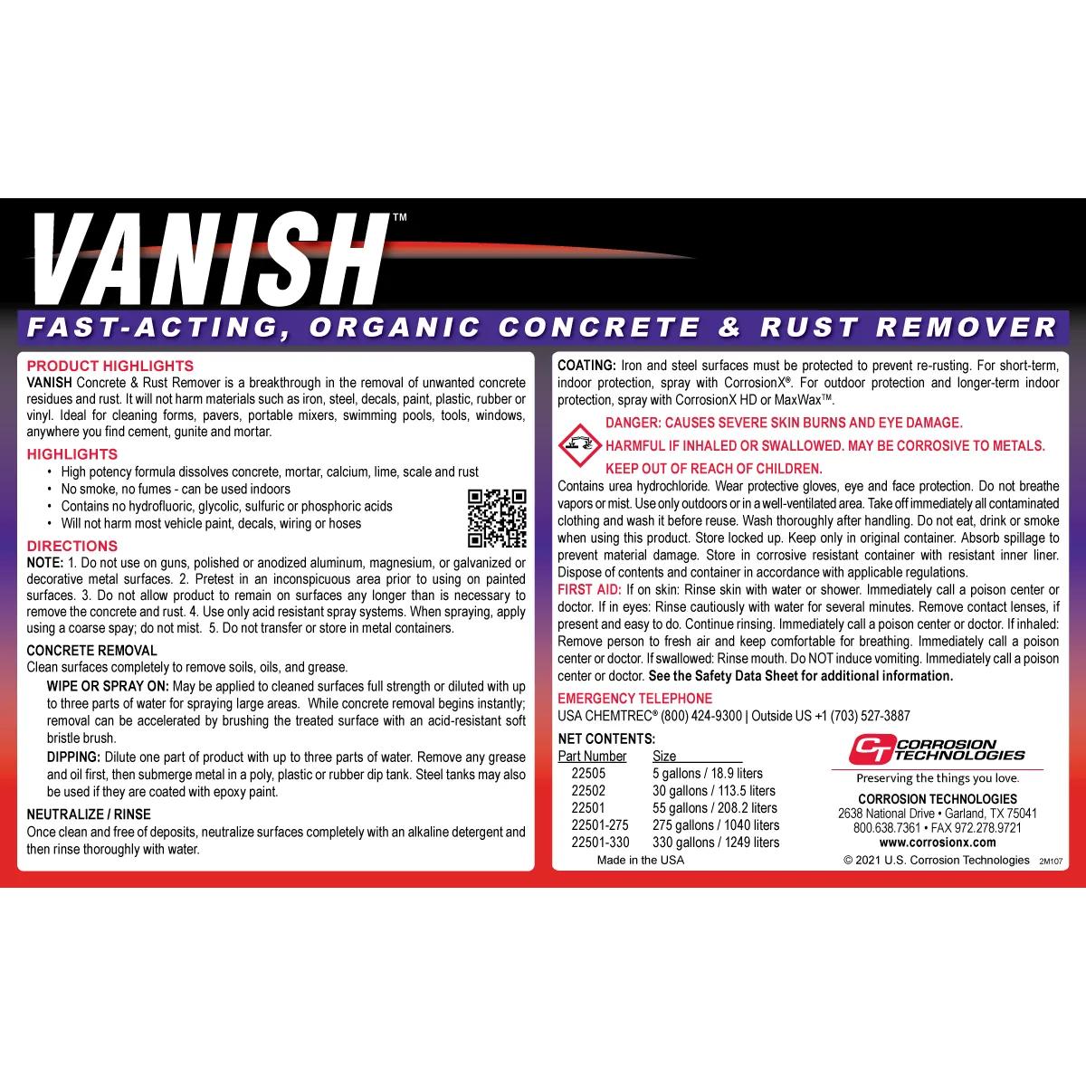 CorrosionX Vanish betonfjerner 1 gallon syrefri