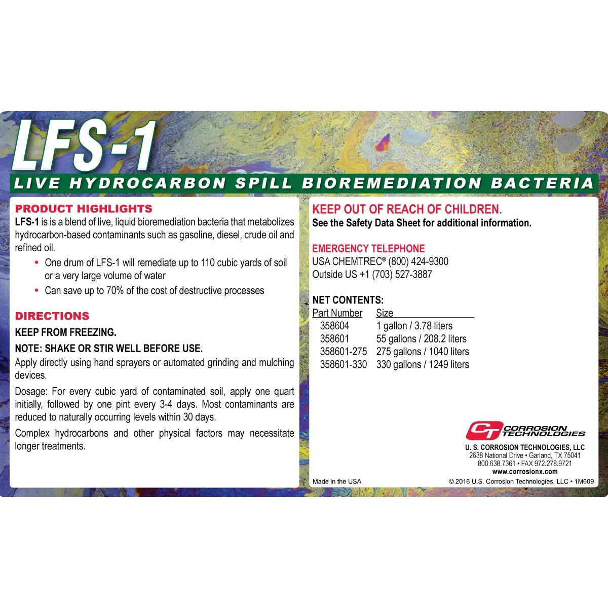 CorrosionX LFS-1 bioremediering 1 gallon oliespildsrens