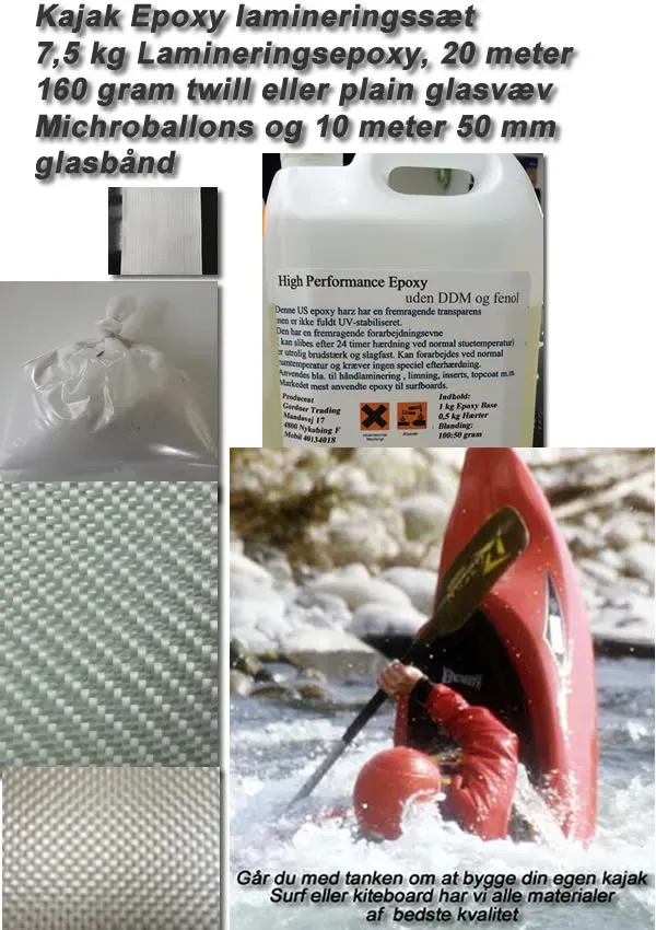 gordner.dk Kajak epoxy resin laminerings sæt komplet