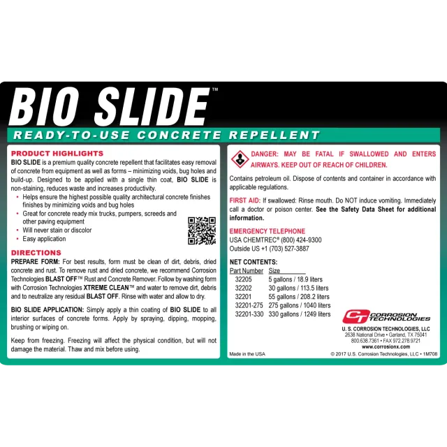 CorrosionX Bio Slide formolie 1 gallon beton-slipmiddel