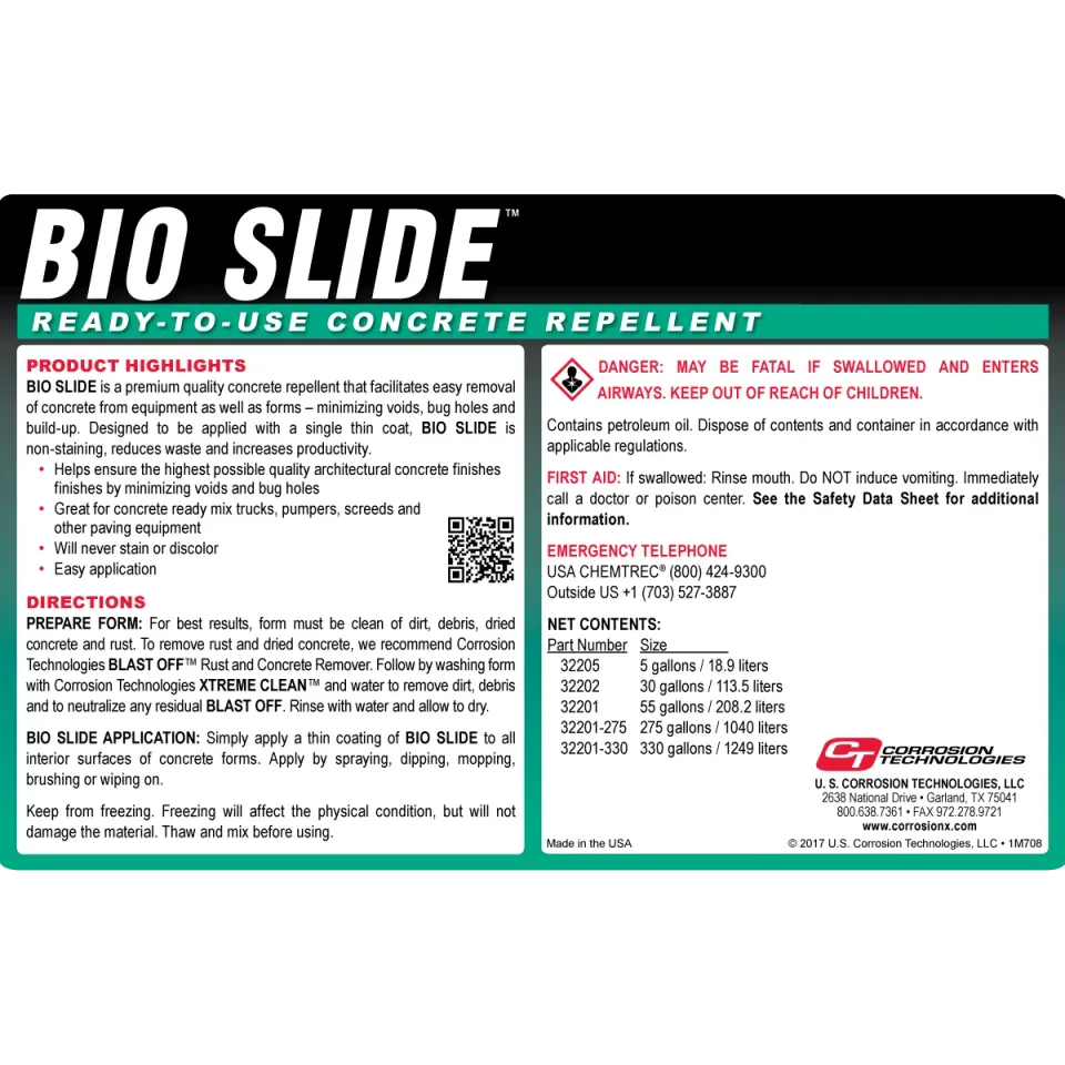 CorrosionX Bio Slide formolie 1 gallon beton-slipmiddel