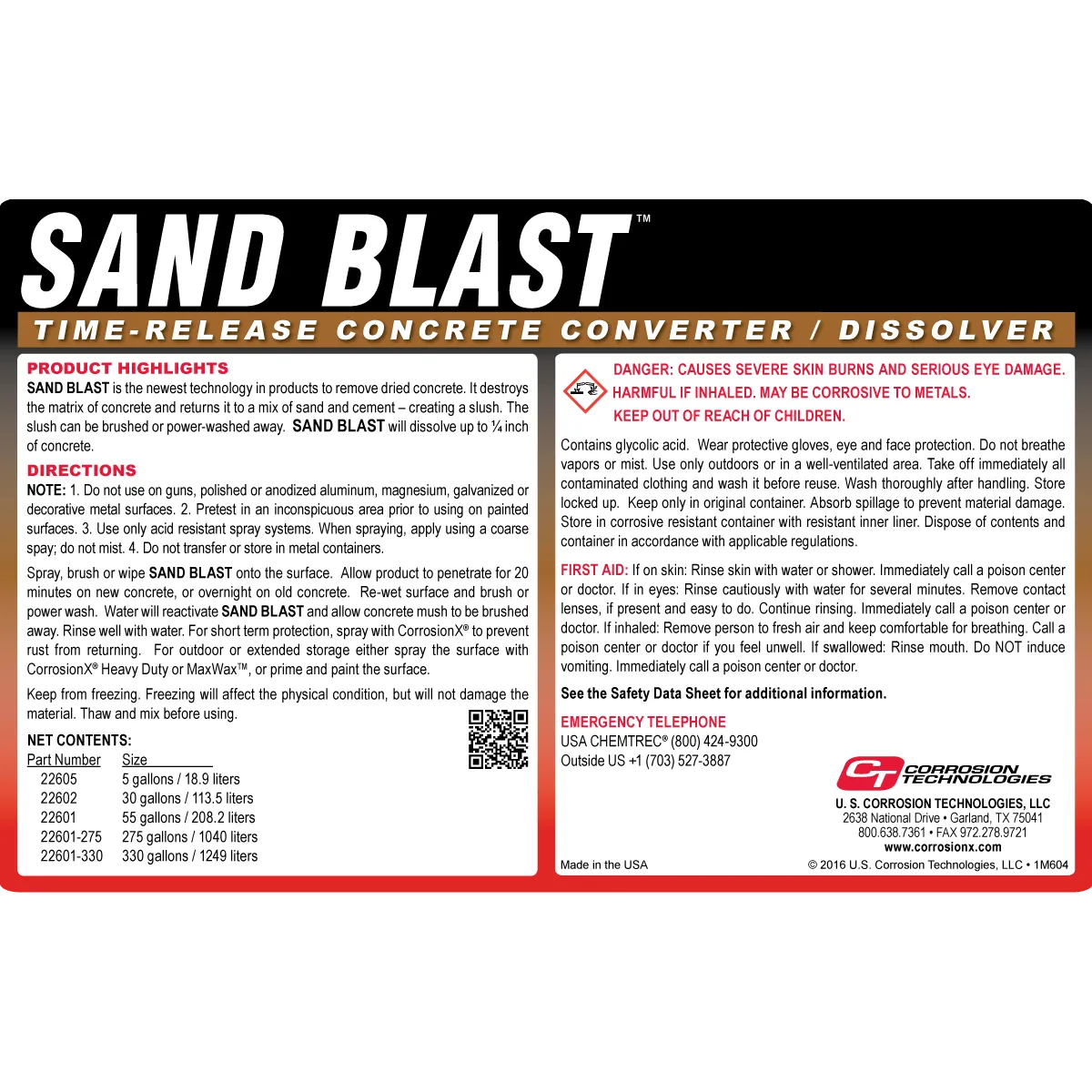 CorrosionX Sand Blast betonfjerner 30 gallon tidsaktiveret