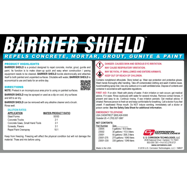CorrosionX Barrier Shield betonafviser 1 gallon vandfortyndbar