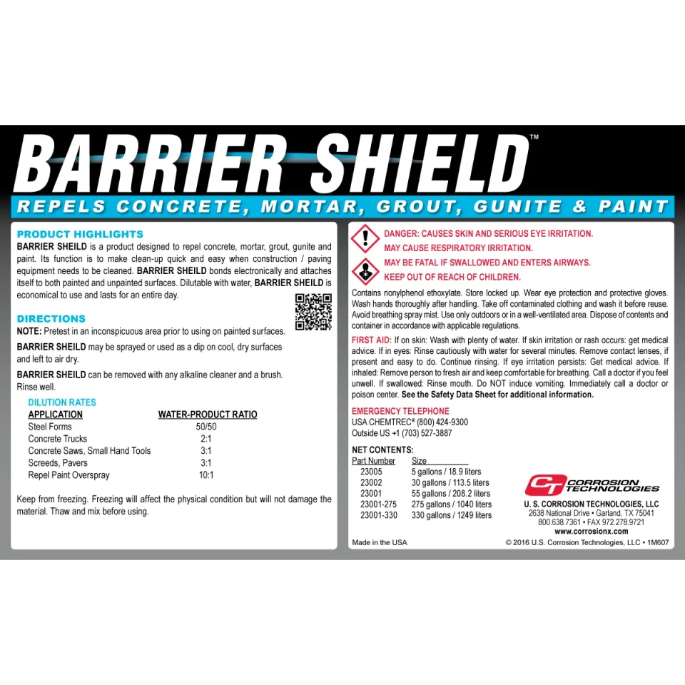 CorrosionX Barrier Shield betonafviser 1 gallon vandfortyndbar