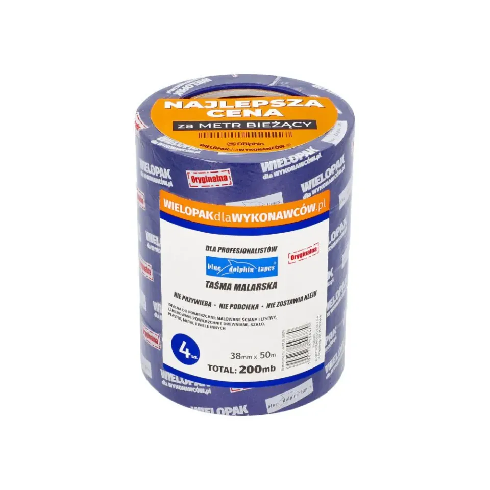 Blue Dolphin malertape 38 mm x 50 m 4-pak