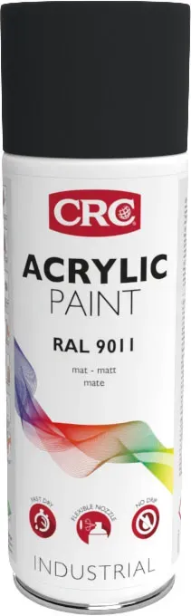 CRC Acrylic Paint 9011 Black Mat II spraymaling 6x400 ml sort mat